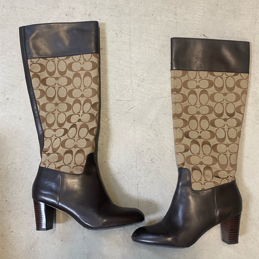 Coach brown heeled boots size 6.5